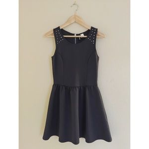 Silver-Grey Party Dress with Studded Sleeves