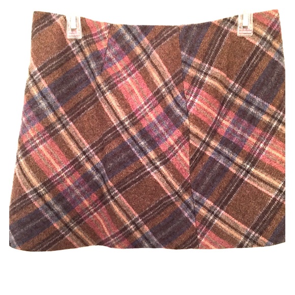 Pink and brown plaid mini skirt - mix with boots!