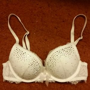 NWOT Limited Edition VS White Rhinestone Bra 32A