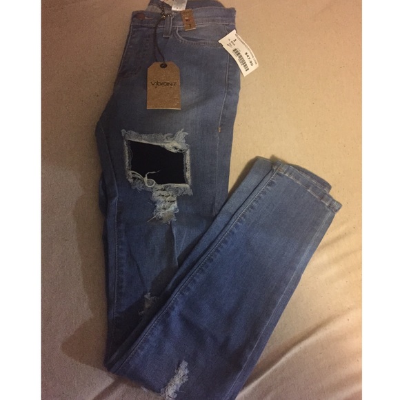 SOLD Vibrant patchwork skinny jeans - Picture 2 of 2