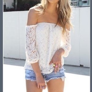 White lace off the shoulder top