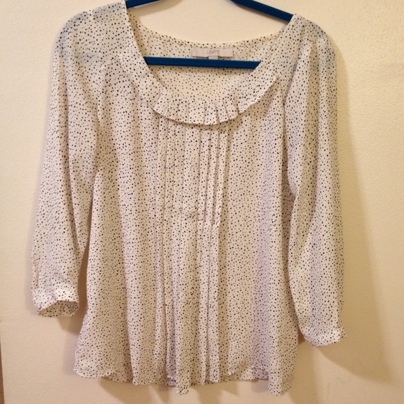 Ann Taylor LOFT 3/4 sleeve polka for blouse size S