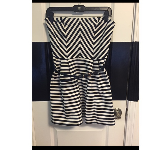 Navy and white mini dress