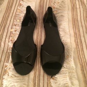 J Crew black rubber flats