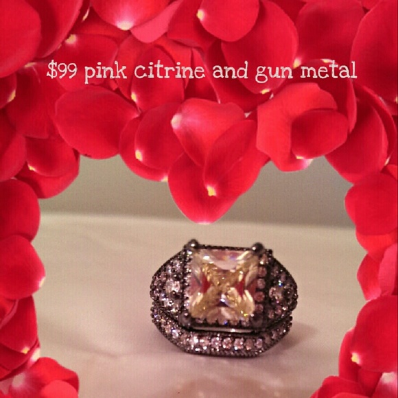 Pink Citrine and Gun Metal ring. Sz 9 - Picture 1 of 3
