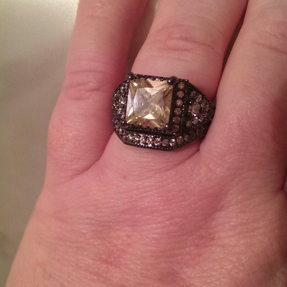 Pink Citrine and Gun Metal ring. Sz 9 - Picture 2 of 3