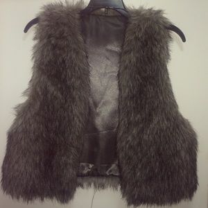 Grey faux fur vest