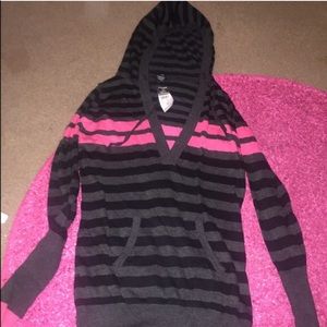 gray striped sweater