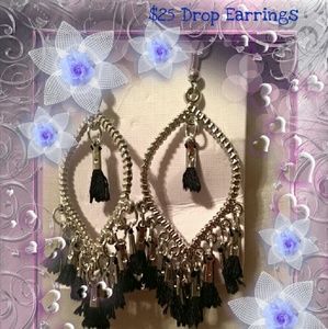 Silver drop earrings