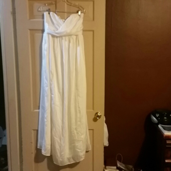 Long off white strapless  dress.worn once