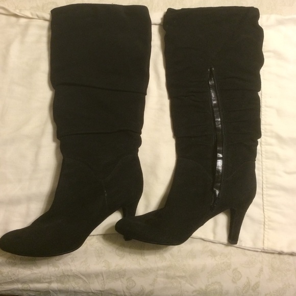 Faux Suede Black Boots