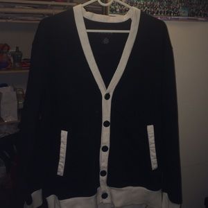 Nice black and white cardigan for men