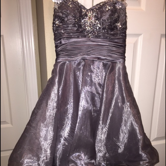 Strapless Grey/ silver short homecoming dress