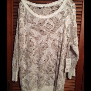 VIP oatmeal  and cream crotchet sweater NWT!