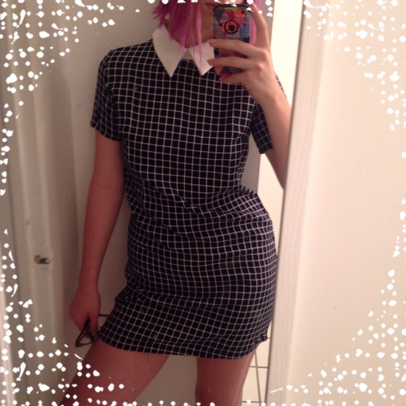 Black and white collared dress