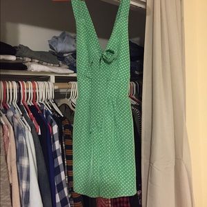 Green polka dot romper