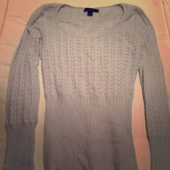 Thin eyelet overlay sweater in baby blue
