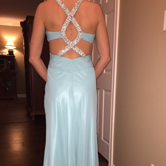 Faviana Light Blue Formal Gown with Beading