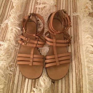 J Crew t-strap gladiator sandals in nude