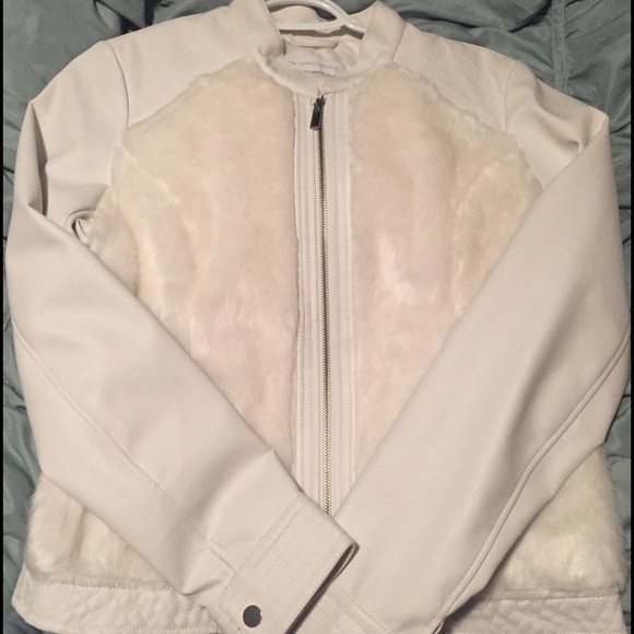New York and company fox leather jacket