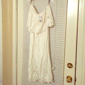 White lace detail tube dress