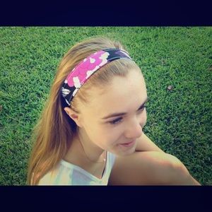 Hot Pink and Black Floral Headband