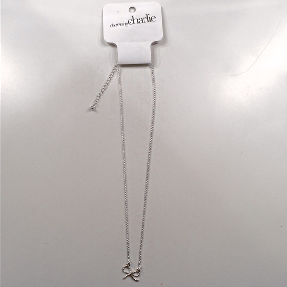 Charming Charlie Bow Pennant Necklace
