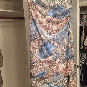 Tan and blue high low dress