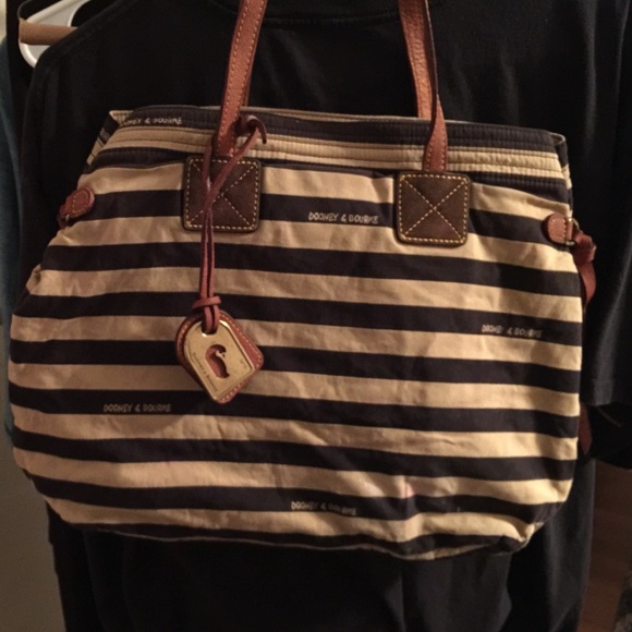 Dooney & Bourke tan and black canvas bag