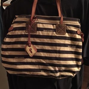 Dooney & Bourke tan and black canvas bag