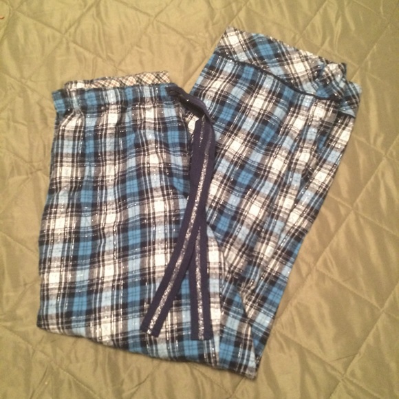 Blue plaid pajama pants