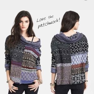 Free people cowl neck patchwork sweater