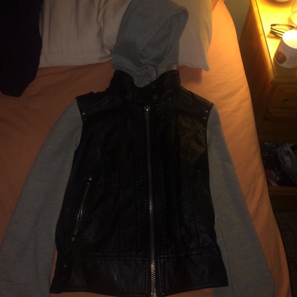 forever 21 leather/hoodie jacket
