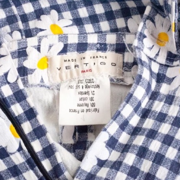 Vertigo Paris Floral Daisy Mosaic Blue White Skirt - Picture 4 of 4