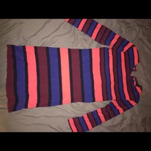 Striped mini quarter sleeved dress.