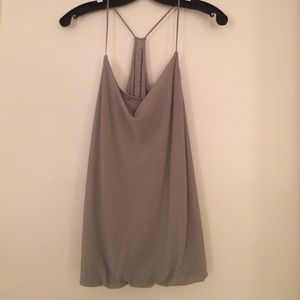 Vince grey cowl neck silk and spandex top