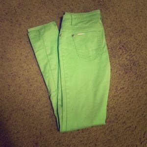 Green skinny jeans