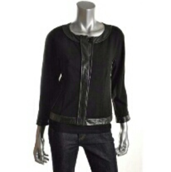 . DKNY Leather & Twill Jacket