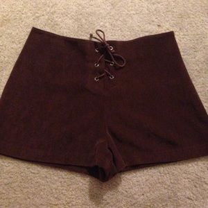 Velvet Leather Vintage High Waisted Shorts