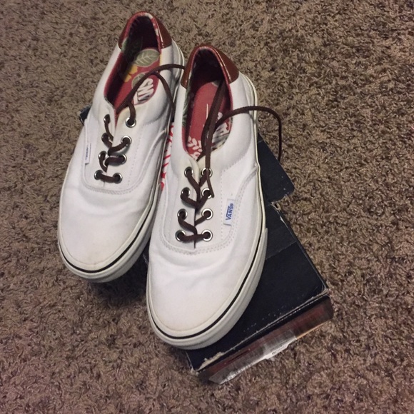 White aloha Vans