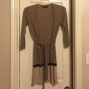 Lightweight knee length color block cardigan