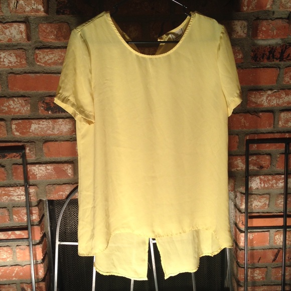 Yellow split back blouse