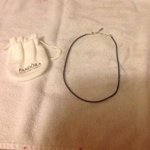 Pandora black leather necklace