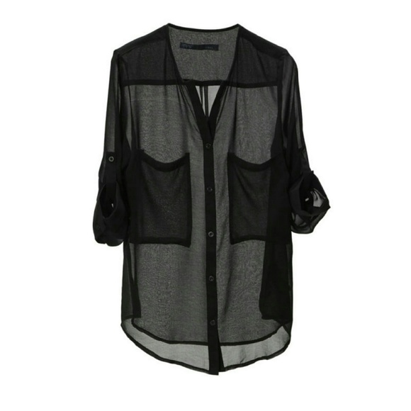 Tops - *HOST PICK 1/4*  CHIFFON SHEER BLACK TOP