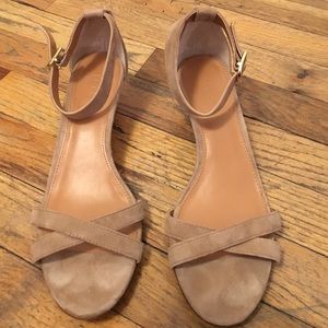 JCrew Beige Lillian Suede Low Wedges