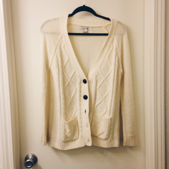 Cream cable knit cardigan