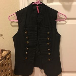 Black gold button vest