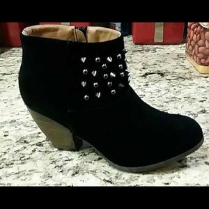 Black suede studded booties