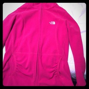 Hot pink north face fleece zip-up