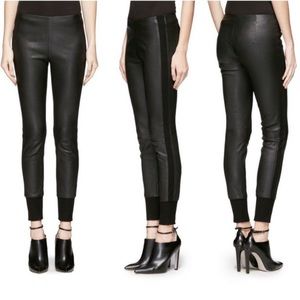 VINCE. Leather slim pants in black Sz: L